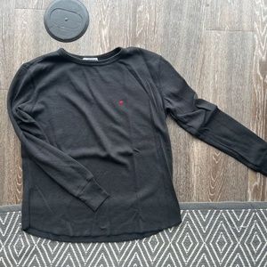 Suburban Riot Black Waffle Long sleeve with Embroidered Red Heart